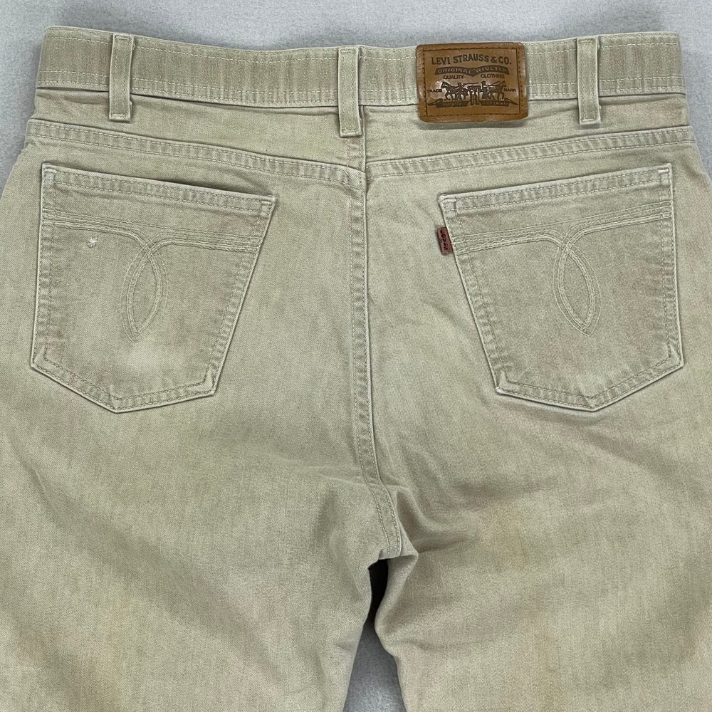 VTG Levi's Jeans Bootcut Mens 36x34 Kahki Denim Brown Tab Faded Cowboy Rodeo USA